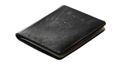 black leather wallet isolated on a white or transparent background