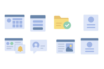 Business, office flat icon set. professional, organization tools flat collection.