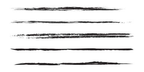 Grunge Brush Strokes Set on White Background.