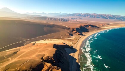 Aerial view of a desert coastline