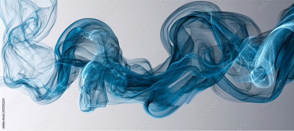Poster sleek and modern abstract design featuring entrancing azure curves with depth and mesmerizing swirls