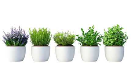  Three green grass in a pot isolated on a white or transparent background