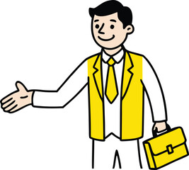 Obraz premium Businessman Holding Briefcase and Gesturing