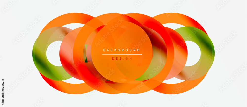 Aufkleber abstract design features overlapping circles. orange, green hues create dynamic visual effect. moder