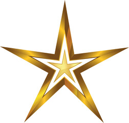 Gold star. Golden gradient vector star isolated on white background, shiny metallic five-pointed award symbol, luxury glossy gold star icon illustration