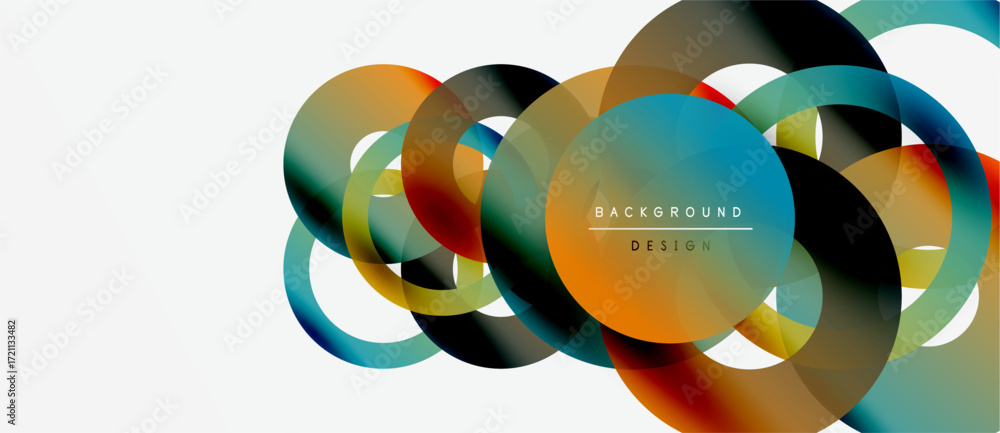 Aufkleber abstract colorful circles overlap creating dynamic visual effect. modern design elements suggest flu