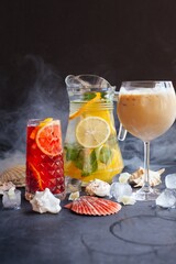 cocktail with ice and lemon