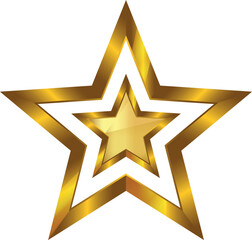 Gold star. Golden gradient vector star isolated on white background, shiny metallic five-pointed award symbol, luxury glossy gold star icon illustration