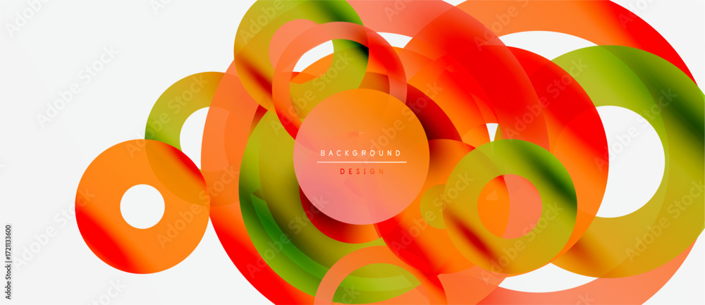 Aufkleber abstract colorful circles overlap, creating dynamic visual texture. gradient shades blend orange, gr