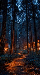 Obraz premium Forest path at night