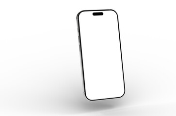 High-quality 3D render of a modern smartphone with a blank screen, ideal for app presentations or website mockups. Clean and minimalist design.