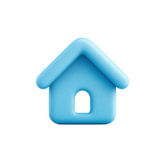 Fototapeta premium Blue house shape for home decoration and design ideas on a transparent background, cut out