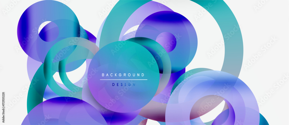 Poster abstract fluid shapes overlap, creating vibrant blue, purple gradients. modern design element for ba