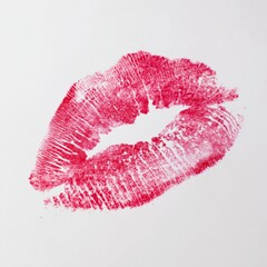 鮮やかな赤い口紅のキスマーク。恋愛や美容関連のイメージ素材