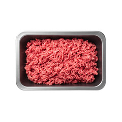 Fresh ground beef for hearty meals and recipes preparation on a transparent background, cut out