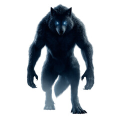 Fototapeta premium Werewolf with glowing eyes. Isolated white background. Png format