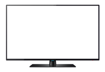 Realistic Blank White Transparent TV Screen with Stand, Front View