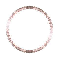 Rose Gold Geometric Circle Frame on White Background.