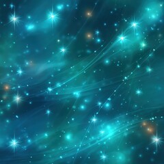 Fototapeta premium Eye-catching photo of teal and blue fantasy background with shining stars and sparkles.