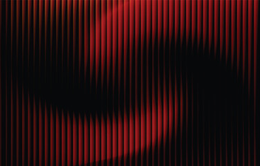 Ribbed fractal glass texture with bright red and deep black gradient, futuristic elegant mysterious abstract background, bold dynamic design blending strong colors and geometry, modern vector illustra