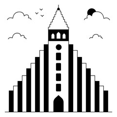 A solid  design icon of hallgrim chrch