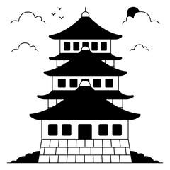 A solid  design icon of osaka castle