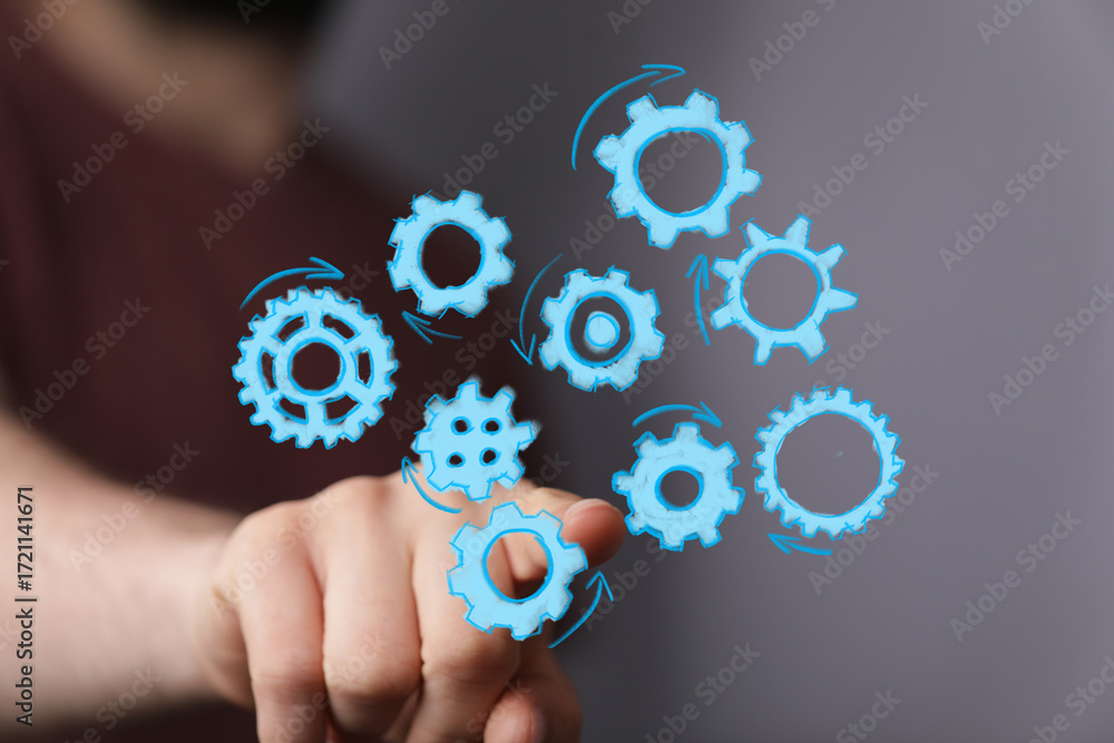 Aufkleber image of gears symbolizing teamwork, workflow, collaboration, and efficient processes. ideal for bus