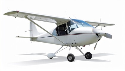 Single-engine aircraft white background—light flight, freedom, and precision in motion.