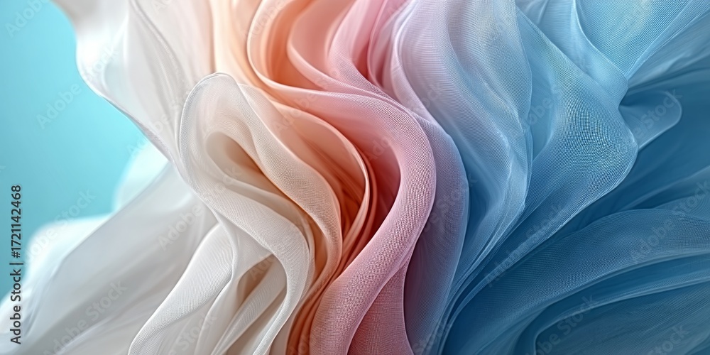 Poster dynamic waves of gradient fabric in abstract fluidity, serene and peaceful design element art