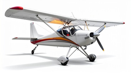 Single-engine aircraft white background—light flight, freedom, and precision in motion.