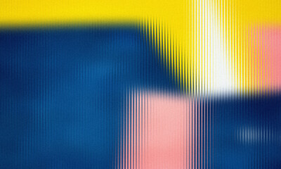 Vibrant Blue Yellow and Pink Frosted Glass with Vertical Lines Abstract Pattern texture