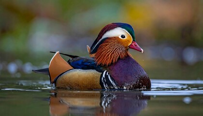 Colorful bird on calm water