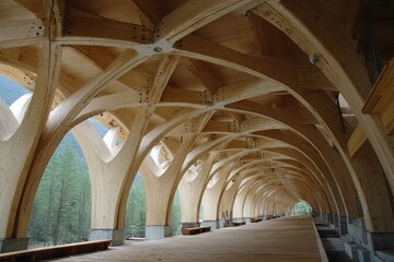 Wooden archway structure, interior view