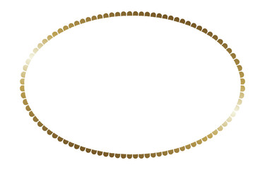 Golden Oval Frame with Decorative Elements on White Background.