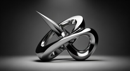 Sculpted metal abstraction against a neutral background creates visual intrigue