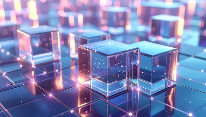 Abstract geometric design with glowing cubes