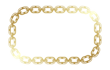 Golden Chain Frame Rectangular Shape on White Background.