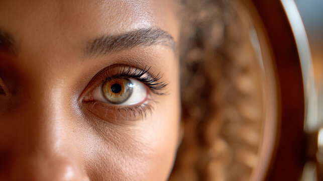Beautiful, unusual, bright eye close-up with details of light blue iris. Ophthalmologist, buying glasses and optics, advertising vision - Powered by Adobe