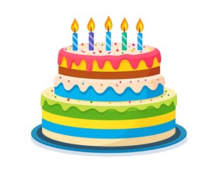 Colorful birthday cake with candles