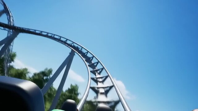 Experience the exhilarating thrill of a POV roller coaster ride through twists