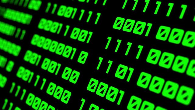 4k Binary Code Loop Green Data Transfer, AI, Cloud Computing cryptocurrency and Web developer. Digital computer code. Programming. Coding background