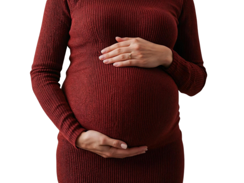 Pregnant woman isolated on transparent or white background, png