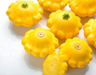 Cluster of vibrant yellow patty pan squash