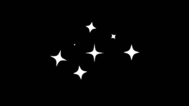 Star twinkle sparkle, cartoon blinking stars, retro vector shimmer, black screen magic flash, glitter light explosion, doodle style star overlay, glowing motion effect animation, sparkle. 4K