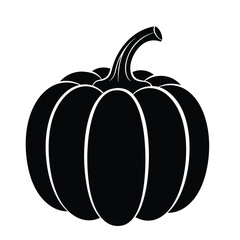 Simple black silhouette of a round pumpkin with a curved stem and ridges silhouette