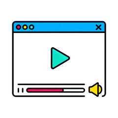 Video player interface with play button and volume controls  