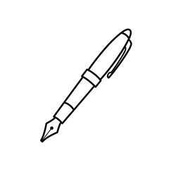 Classic fountain pen outline artistic drawing for writing education and design projects silhouette