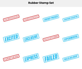 Fototapeta premium Set of Colorful Rubber Stamps with Various Texts on White Background