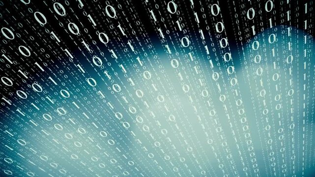 Alphabet background, green and black color animation moving on screen. dynamic matrix background Green binary code on black background abstract