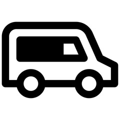 Transportation. Outlined stroke vector icon with black-filled details.